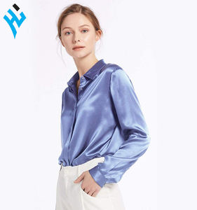 Vente en gros 100% soie Charmeuse vêtements de bureau chemise en soie pour femmes | Chemises chemisier en soie à col à manches longues pour femmes de nouveau style personnalisé - Product Image 3