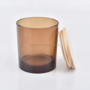 Großhandel Luxus benutzer definierte leere matte schwarze Kerzenhalter Glas Kerzen Gläser mit Holzdeckel in loser Schüttung