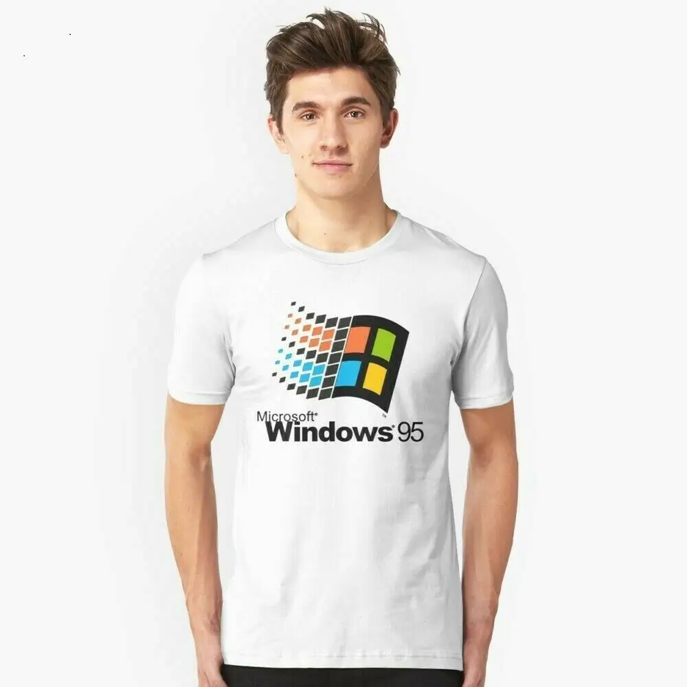Camiseta blanca divertida para amigos, camiseta blanca clásica de Windows <span class=keywords><strong>95</strong></span>