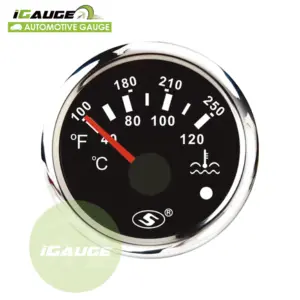 52mm electrical black face white LED car heavy truck bus agricultural machine water temperature gauge