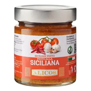 Made In Italy Salty Sauce Preserved Food 190g Glass Jarr Sundried Tomatoes Sicilian Pesto For Condiment