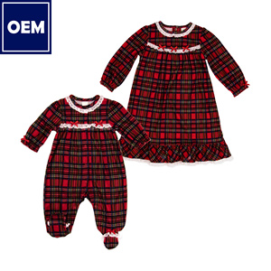 Christmas Xmas Custom Red Print Children Clothes Baby Girl Dresses <b>Nightgown</b> and Footie Romper - Product Image 1
