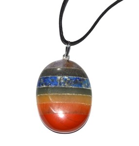 Pendentifs ovales pour chakras, avec corde en cuir désossé, meilleure rapport qualité/prix, en solde - Product Image 1