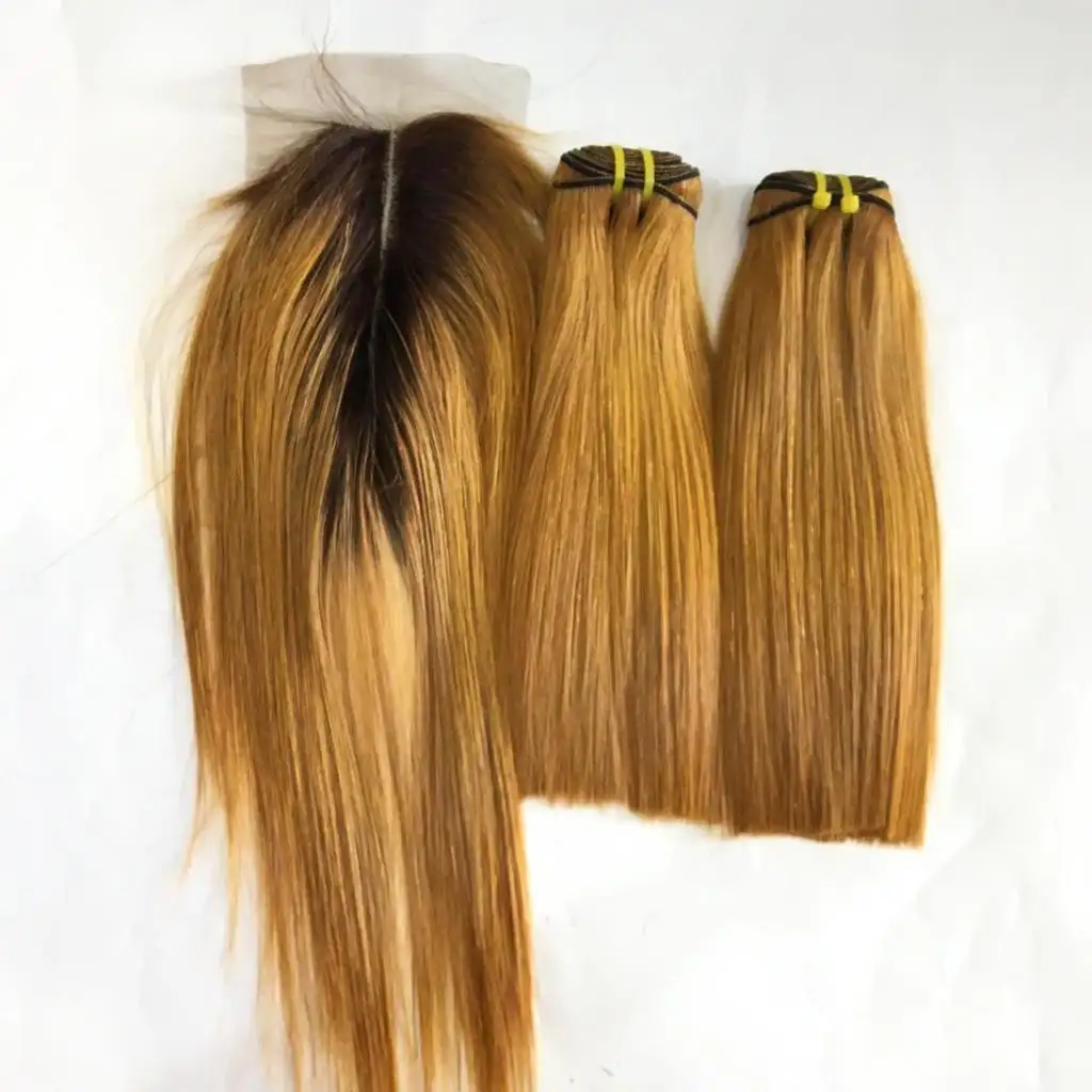 Gold/ blonde color dark root color set Livihair, bonestraight hair wholesale/ retail price