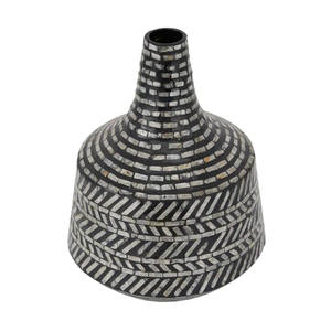 Florero con carcasa negra de alta calidad para decoración del hogar, jarrón moderno con capa negra, con incrustación de perla madre - Product Image 4