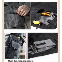 Pantalones de Trabajo Fluorescentes Transpirables Negros de Cintura Alta para Hombre con Bolsillos para Herramientas, Jeans Personalizables de Polialgodón