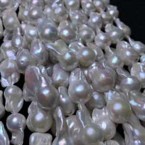 Big White 25-35mm Purple 30-45mm Top Quality Natural Freshwater Irregular Baroque Fireball Loose Pearls With Full Drilled Hole