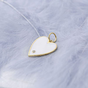 Breloque en pierre de Zircon en émail blanc, Design cœur, nouvelle tendance, bijoux romantiques turcs en argent Sterling 925 faits à la main - Product Image 2