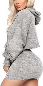 Vente chaude tops ensemble manches courtes à capuche pour femmes % 100 coton plussize Confortable À Manches courtes De Qualité Supérieure croptop - Product Image 3