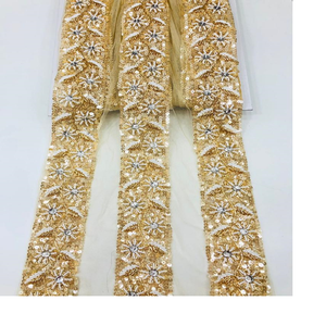 Custom Made Machine Embroidered Floral,in Light <b>pink</b> Colour Sequins Border Laces Sizes and Colors for Wedding Dress Desi - Product Image 5