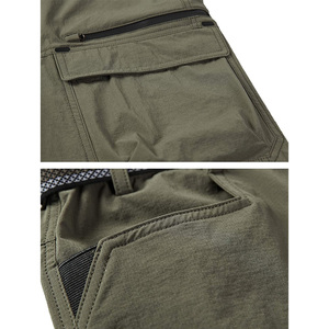 Short en coton à poches multiples pour hommes, coupe irrégulière, plusieurs poches, modèle cargo, logo personnalisé, prix d'usine - Product Image 5