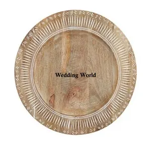 Produttore di piastra di ricarica in legno di alta qualità fatto a mano designer sotto la piastra di vendita calda decorativo fantasia piatto da portata