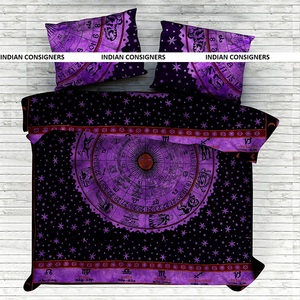 Comforter Nữ Hoàng Kích Thước Có Thể Đảo Ngược Duvet Cover Set Đẹp Cotton Mặt Trời Mặt Trăng Hoàng Đạo Bộ Đồ Giường Handmade Của Ấn Độ Consigners - Product Image 5