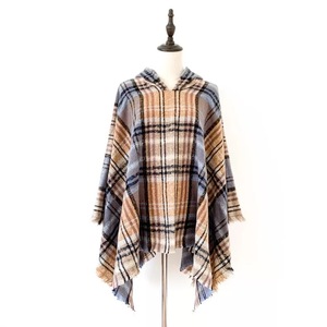 Ventes en gros de châles en laine à carreaux chauds et à capuche pour femmes, châles <span class=keywords><strong>poncho</strong></span> - Product Image 5