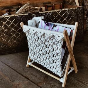 Nouvel arrivage de support mural en bois et macramé avec poche de rangement Style Boho écologique livre fleurs organisateur de clés - Product Image 4