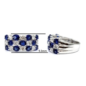 ชุดกรงเล็บสีขาว18K แหวนไพลินทรงกลมตัดสวยงามสวยงาม - Product Image 2