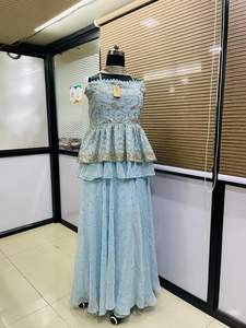 ชุดชาราราผ้าจอร์เจตต์ปักลายด้านหน้าและด้านหลัง ผ้าเครปอเมริกัน สำหรับรอมฎอนและอีด ดีไซน์ล่าสุด งานปักลายผ้าจอร์เจตต์ - Product Image 3