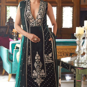 New-- Stylish---Long-Kurta with Lehenga--Dress for Party-wear-dress with beautiful applique work for Party/ Wedding =2021... - Product Image 1