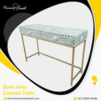 Console moderne en bois gris avec incrustations en os et miroir, design traditionnel, application pour salon, chambre, cuisine, salle de bain