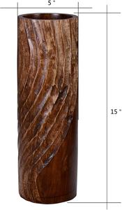 Jarrón decorativo de mesa con cilindro tallado ondulado - Product Image 2