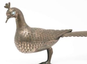 Patinated Metal Vintage Peacock Figurine - Product Image 3