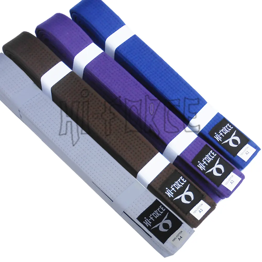 Adult A1 A2 A3 A4 Black Brown Purple Blue White pearl weave fabric cotton jiujitsu belt bjj hemp belt jiu jitsu belts