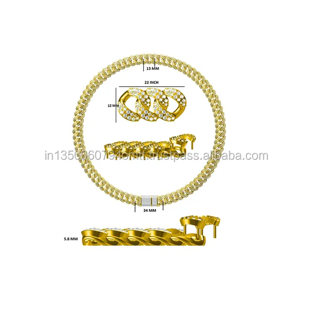 Perhiasan India 230 Gram 10kt Kuning Emas Pria Kustom Rantai/Desain Rantai Emas untuk Pria
