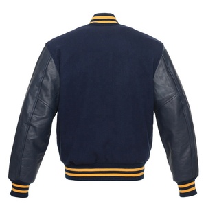 High Quality Leather and Wool Custom Embroidery Front Hip Hop Street Wear Fashionable Stand Collar Lettermen Varsity <b>Jackets</b> <b>Men</b> - Product Image 4