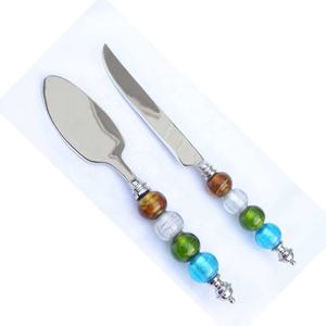 Four-Color <b>Beads</b> Handle Cake Knife Server Set Custom Color Stainless Steel silver Polished Blade Serving Set of 02 Pieces - Product Image 1