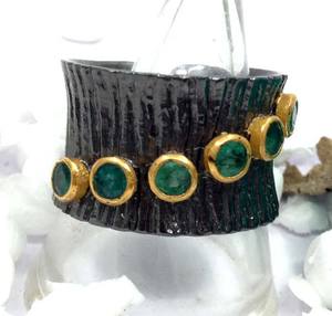 น้ำหนักเบาเงินสเตอร์ลิง925ออกซิไดซ์ปรับผู้จัดจำหน่ายมรกตลาบราดอไรต์อัญมณีพื้นผิวปรับแต่งวงแหวน - Product Image 5