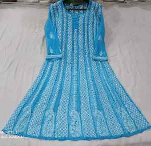 Hermoso diseño en Anarkali estampado de tela con hilo grueso bordado-2019 - Product Image 3