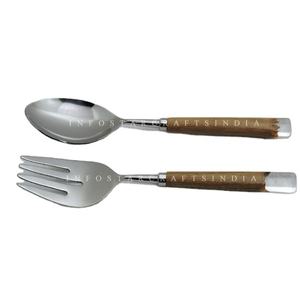 Acacia Wood & Resin Handle <b>Salad</b> <b>Server</b> & Stainless Steel <b>Salad</b> Hand Tools Kitchen Accessories Kitchen Gadgets - Product Image 1