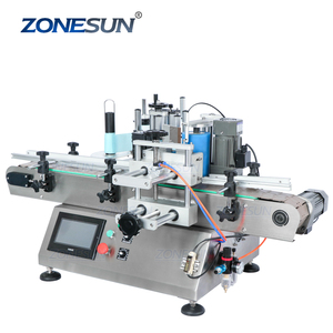 ZONESUN Automatic Water Plastic Bottle Label Sticker Tabletop Double Side Round Bottle Labelling Machine With Date Coder