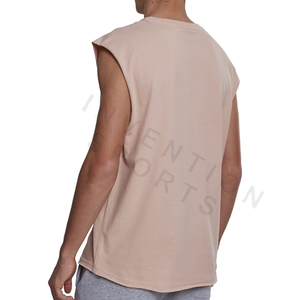 เสื้อยืดแขนกุดสำหรับผู้ชายเสื้อยืดฟิตเนสแบบเรียบผ้าฝ้าย100% ออกแบบได้เองสไตล์ลำลองระบายอากาศได้ดีถักนิตติ้ง - Product Image 5