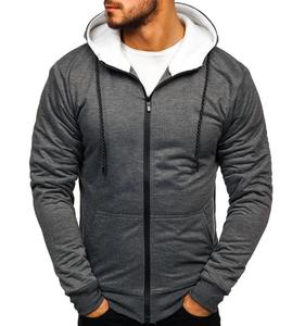 Sudadera con capucha deportiva para hombre, ropa deportiva con bordado personalizado, color gris, liso, para correr - Product Image 1