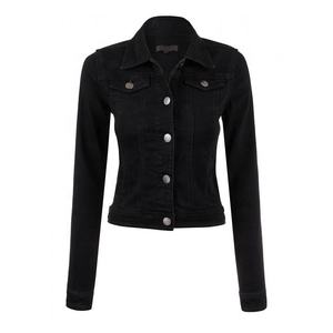 Veste en jean tendance pour femmes avec logo personnalisé Vêtements d'hiver élégants Veste en jean noir Vêtements d'extérieur durables Vente en gros pour vêtements décontractés - Product Image 1