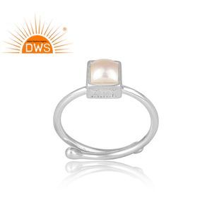 Anillo de Plata de Ley 925 con gema de perla Natural, joyería de diseño - Product Image 2
