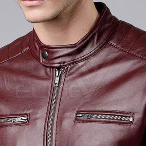 <b>Men's</b> <b>Summer</b> OEM Service Flop Leather Canvas <b>Jacket</b> with Stand Collar Full Sleeves Waterproof & Reversible Made in Pakistan - Product Image 6