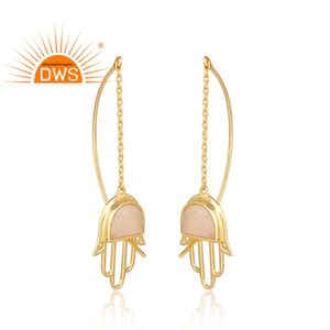 ต่างหูเงินจากธรรมชาติ,หินโมราประดับดอกกุหลาบดีไซน์แบบห้อยสำหรับผู้หญิงผู้ผลิตเครื่องประดับ - Product Image 3