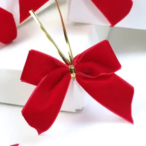 Großhandel Weihnachten klassische rote Samtband Schleife mit verdrahtet für die Verpackung