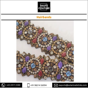 Gomas opacas bordadas a mano para niña, diadema con cuentas de cilindro, diademas de moda - Product Image 6