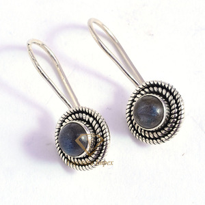 Haute qualité naturel Labradorite pierres précieuses goutte boucles d'oreilles cadeau de mariage à la mode femmes à la main 925 bijoux en argent Sterling - Product Image 1