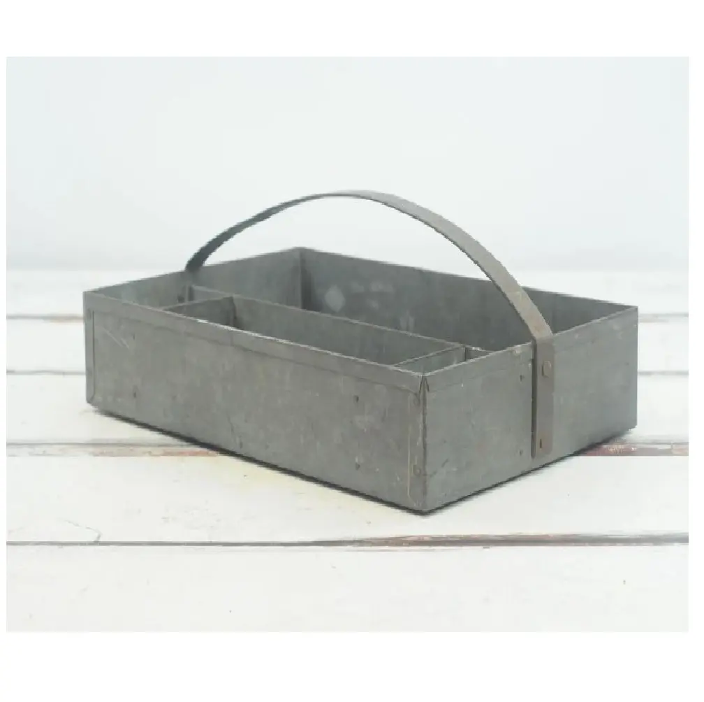 Handmade Cinza Cor Galvanizado Armazenamento Ferramenta Caddy Para Casa E Utensílios De Cozinha Quadrado Forma Utensílio Caddy