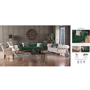 Canapé Chesterfield européen de luxe moderne avec places, style élégant avec couchette pliable et fonction de rangement pour le salon - Product Image 2