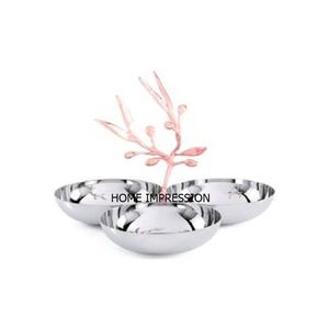 3 Compartment Honey Design Handle <b>Bowls</b> Modern Decorative Fancy Designer 3 In 1 <b>Silver</b> Shape <b>Bowl</b> In Reasonable Price Supply - Product Image 2