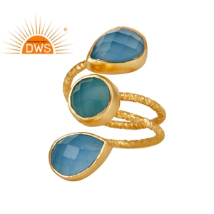 Handmade Blue Chalcedony Gemstone <b>Sterling</b> <b>Silver</b> Jewelry Supplier Bezel <b>Set</b> Joint <b>Ring</b> for Women Jewelry Wholesale - Product Image 1