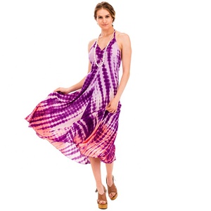 Backless fashion women long casual <strong>dress</strong> tie dye V-neck <strong>string</strong> beach <strong>dresses</strong> - Product Image 2
