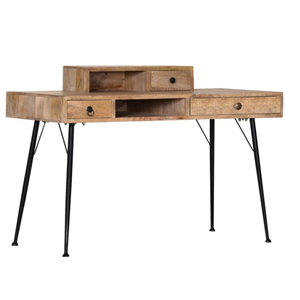 Escritorio de oficina de estilo americano, mesa de muebles de madera con soportes de almacenamiento de 4 niveles, estantes, muebles de oficina, ordenador para oficina - Product Image 4