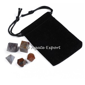Juego de piedras geométricas de jaspe de lujo con bolsa de terciopelo a bajo costo - Product Image 2