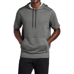 Sudadera con capucha de algodón de doble capa personalizada para hombre, jersey de invierno con logotipo bordado, sudadera de manga corta - Product Image 1